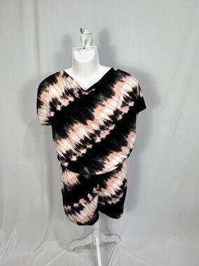 Eldridge Women’s Black & Pink Tie-Dye Short Sleeve Romper